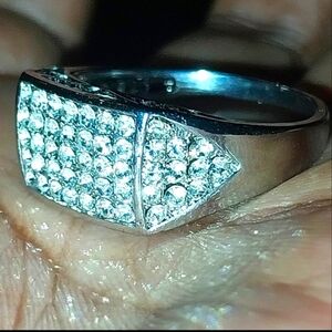 Modern Men's 925 Silver Diamond Ring Sz 11
